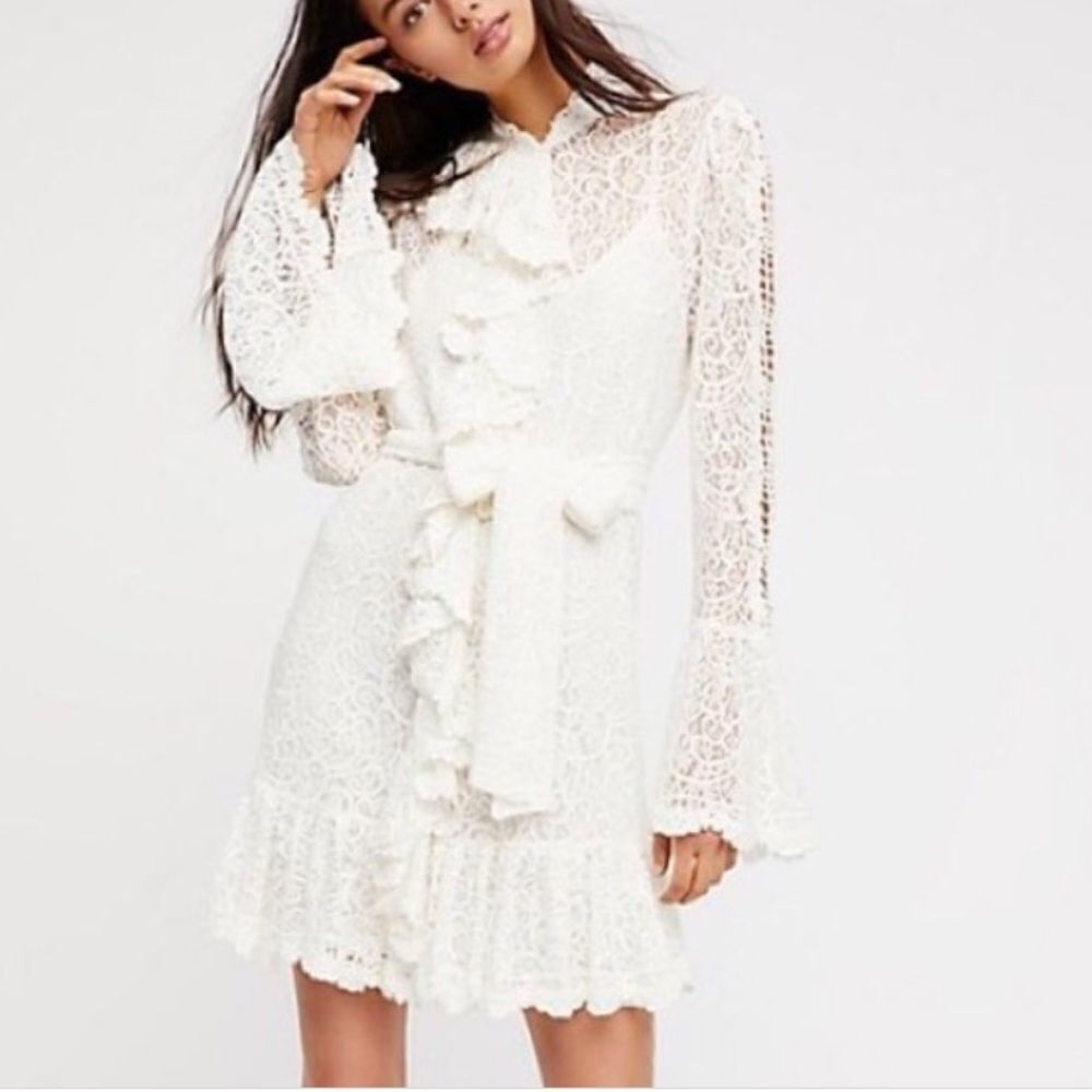 Free People White Dreams Of You Mini Dress New Size Small